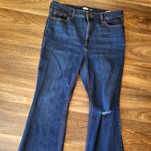 Old Navy Extra High Rise Flare Jeans Dark denim wash size 14 PETITE